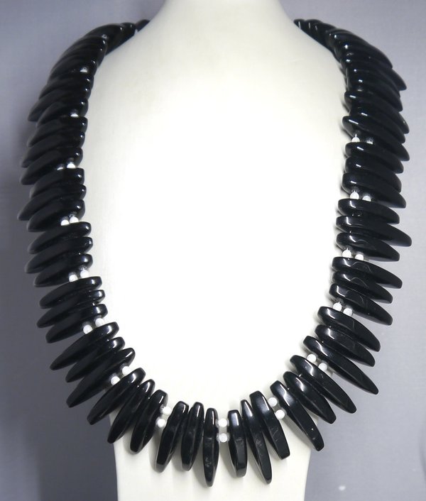 Kette Obsidian - Perlmutt (Unikat), Nr. 1
