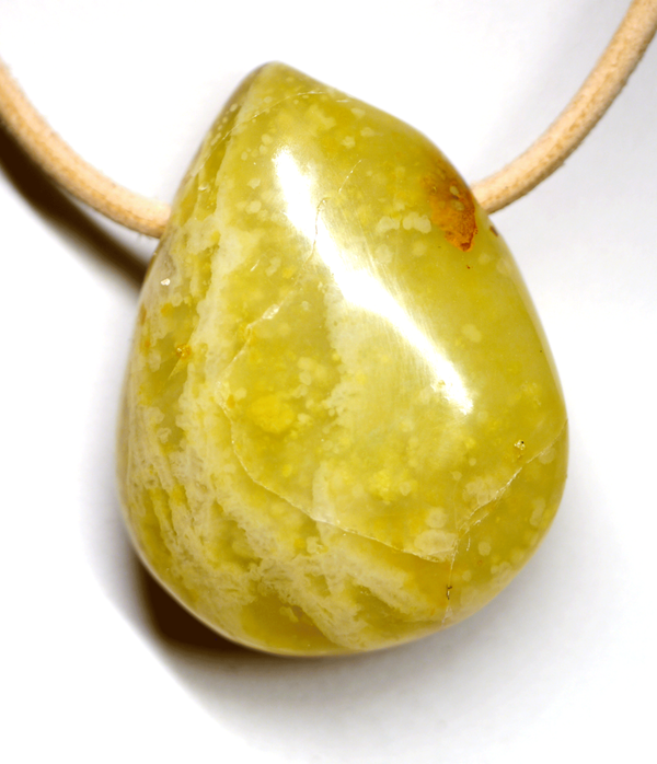 Grüner Opal Tropfen an Lederband, Nr. 4