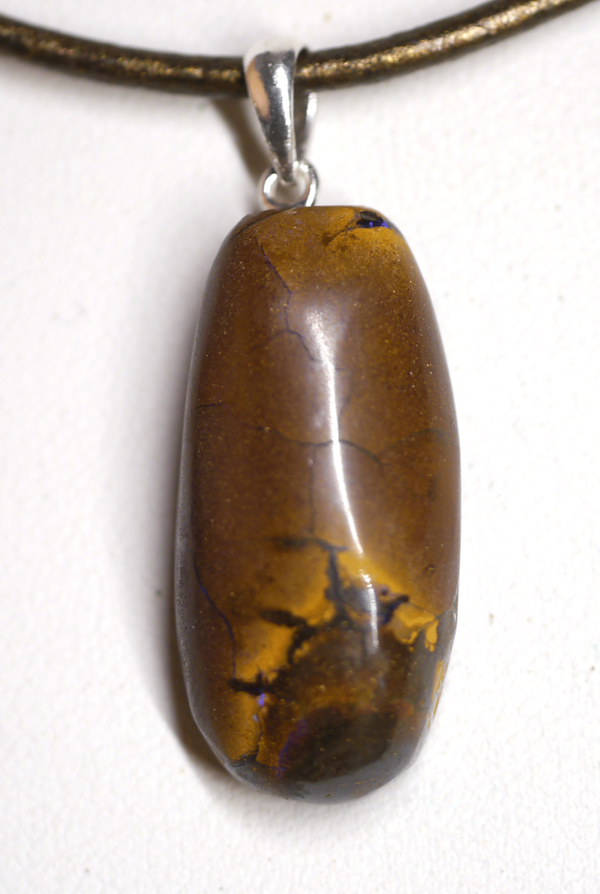 Boulder Opal Anhänger (handgeschliffen),  mit Silberöse, Nr. 6