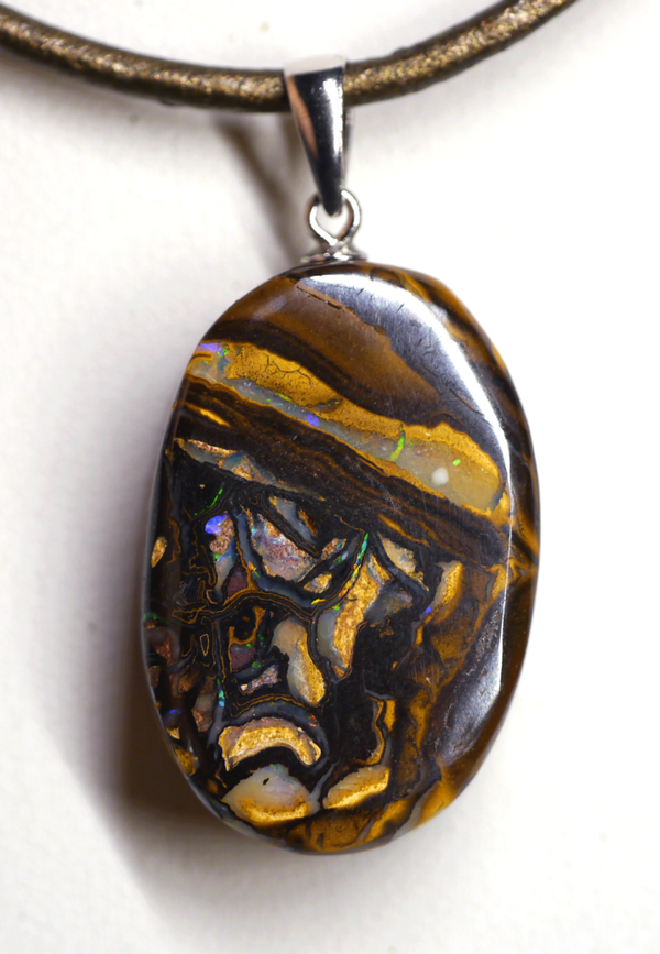 Boulder Opal Anhänger (handgeschliffen),  mit Silberöse, Nr. 11